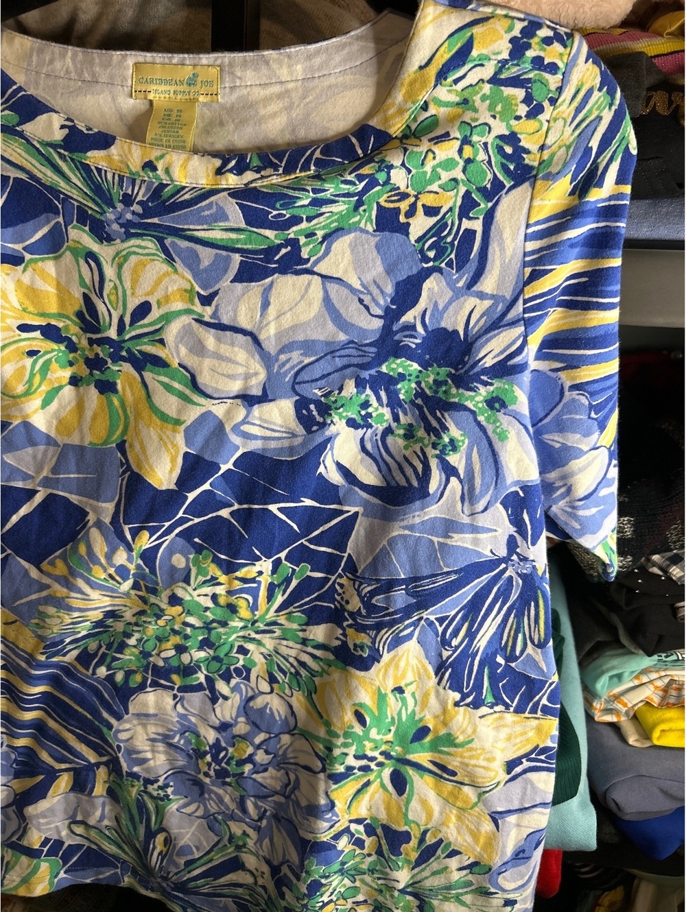 Caribbean Joe Floral Print Short Sleeve Shirt Medium
